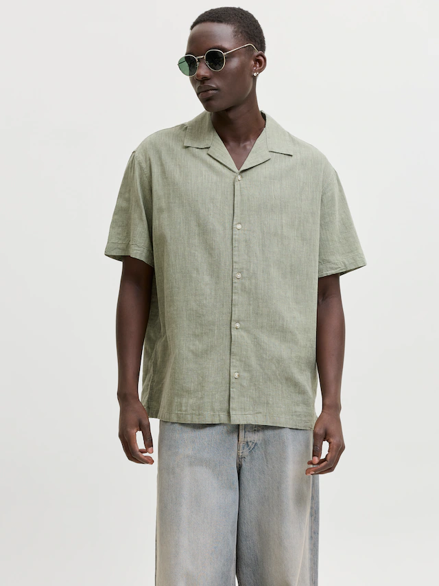 Jack & Jones Kurzarmhemd »JJESUMMER LINEN BLEND RESORT SHIRT SS SN« Baumwollmischung, relaxed fit