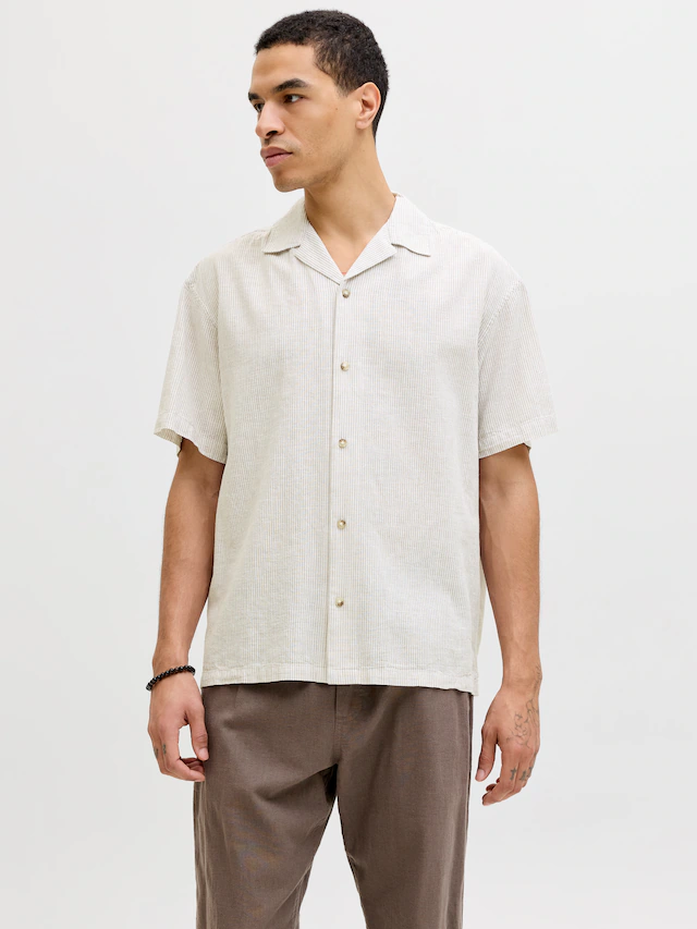 Jack & Jones Kurzarmhemd »JJESUMMER LINEN BLEND RESORT SHIRT SS SN« Baumwollmischung, relaxed fit