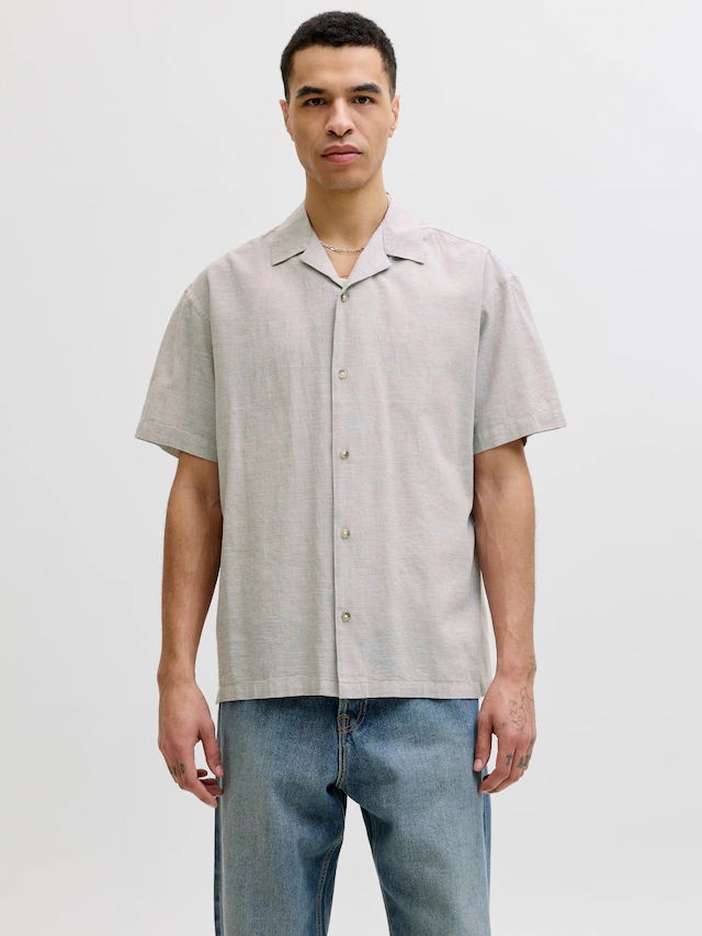 Jack & Jones Kurzarmhemd »JJESUMMER LINEN BLEND RESORT SHIRT SS SN« Baumwollmischung, relaxed fit