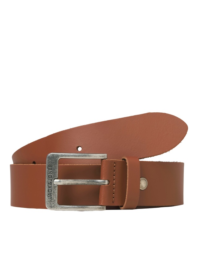 Jack & Jones Ledergürtel »JACBRAGA LEATHER BELT SN« mit silberner Schließe