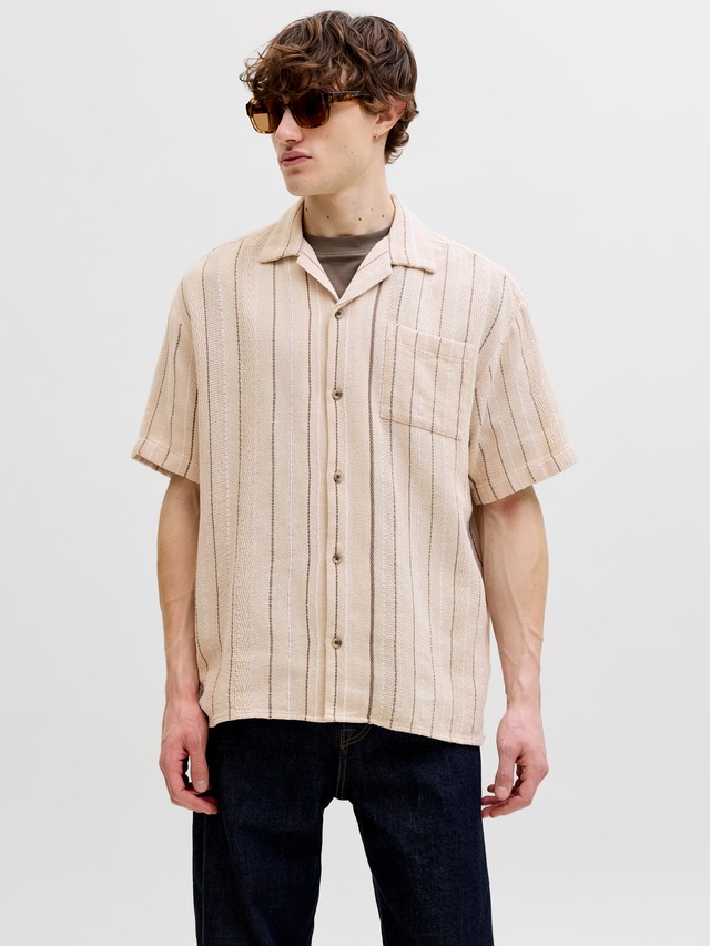 Jack & Jones Kurzarmhemd »JJEBRADLEY STRIPED RESORT SHIRT SS LN« Baumwolle, loose fit