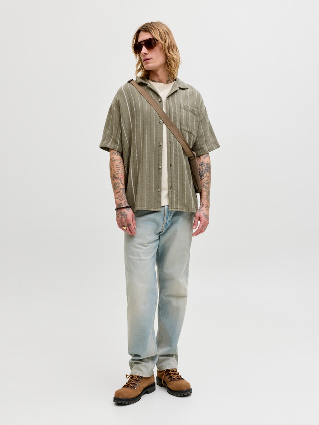 Jack & Jones Kurzarmhemd »JJEBRADLEY STRIPED RESORT SHIRT SS LN« Baumwolle, loose fit