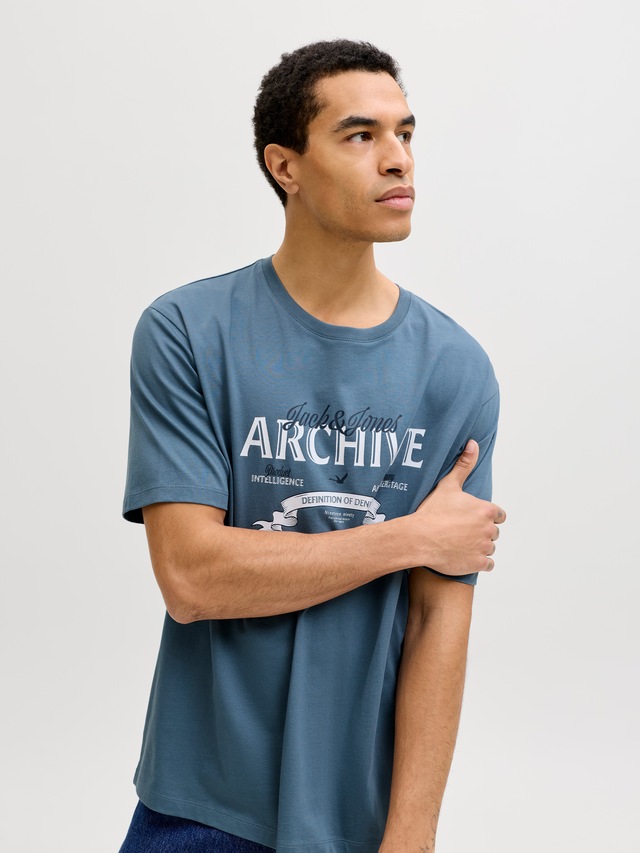 Jack & Jones Rundhalsshirt »JJEDOVER DENIM TEE SS O-NECK SN« mit Logobranding