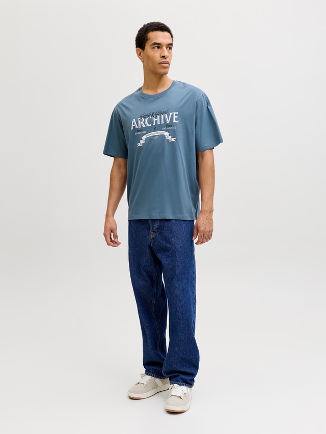 Jack & Jones Rundhalsshirt »JJEDOVER DENIM TEE SS O-NECK SN« mit Logobranding