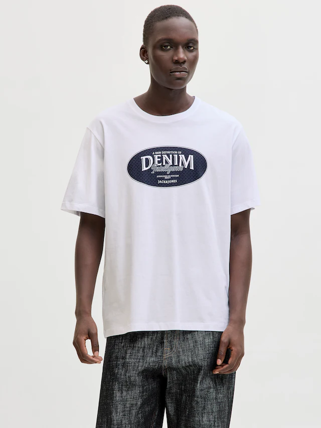 Jack & Jones Rundhalsshirt »JJEDOVER DENIM TEE SS O-NECK SN« mit Logobranding