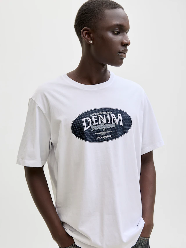 Jack & Jones Rundhalsshirt »JJEDOVER DENIM TEE SS O-NECK SN« mit Logobranding