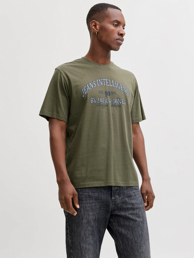Jack & Jones Rundhalsshirt »JJEDENVER GRAPHIC TEE SS O-NECK SN« mit Logobranding