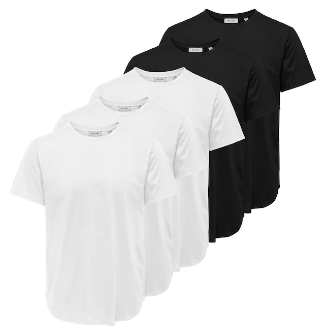 ONLY & SONS Rundhalsshirt »ONSJEFF LONGY SS TEE 5-PACK OTL« Packung, 5