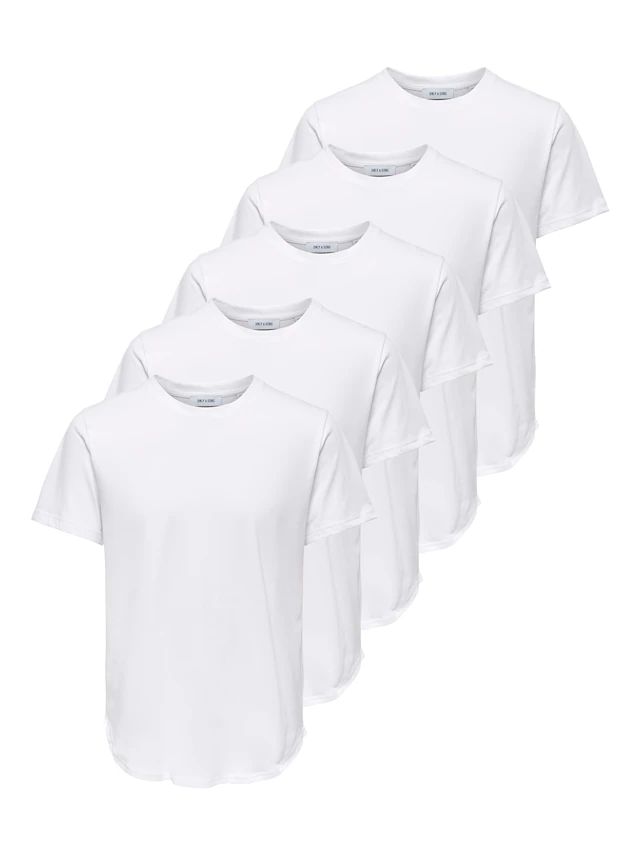 ONLY & SONS Rundhalsshirt »ONSJEFF LONGY SS TEE 5-PACK OTL« Packung, 5