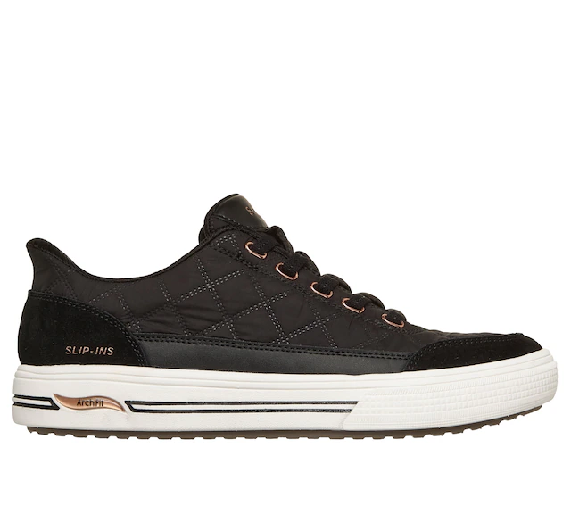 Skechers Slip-On Sneaker »ARCH FIT ARCADE-CUDDLE STEPS« Slipper, Schlupfschuh, Freizeitsneaker mit elastischen Schnürsenkeln