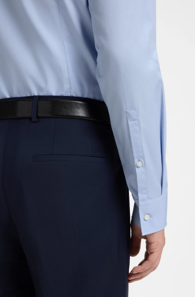 HUGO Langarmhemd »Kenno« Slim-Fit Hemd aus bügelleichter Baumwoll-Popeline