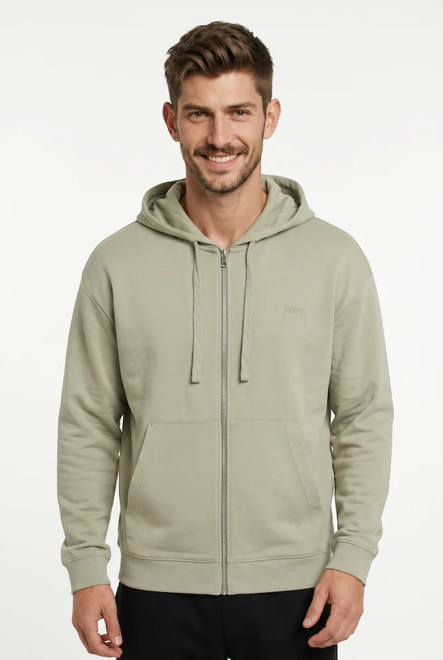 HUGO Kapuzensweatjacke Relaxed Fit, Kapuze, Taschen