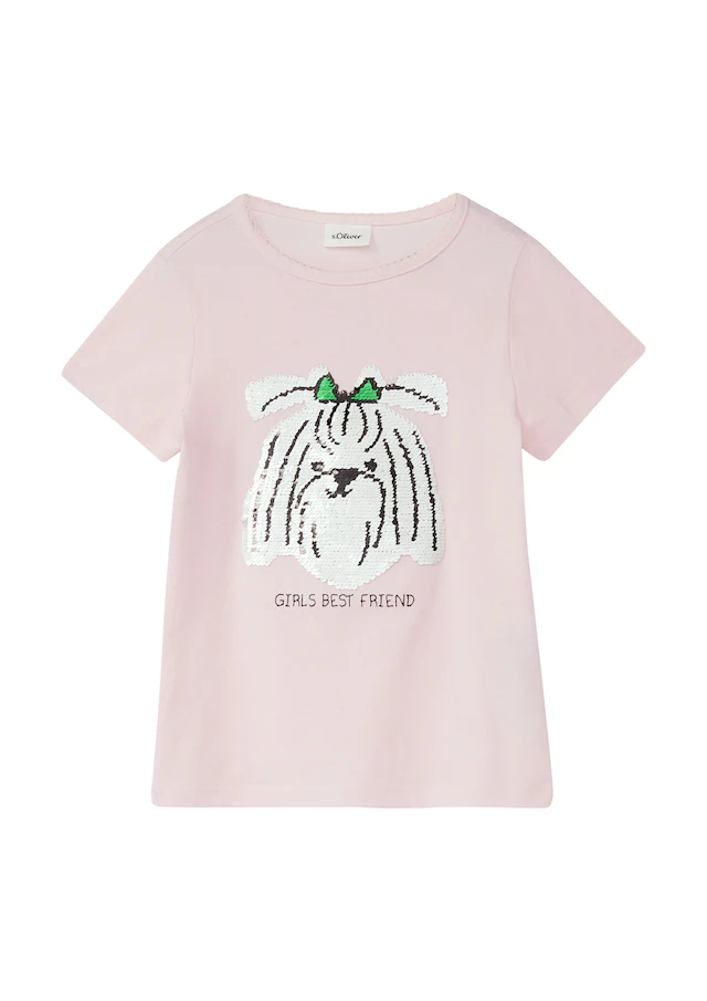 s.Oliver Junior Kurzarmshirt mit Pailletten, für Girls