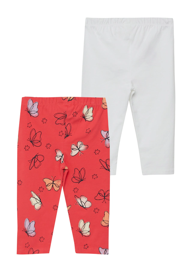 s.Oliver Junior 3/4-Leggings im 2er Pack, aus Baumwollmischung, mit elastischem Bund