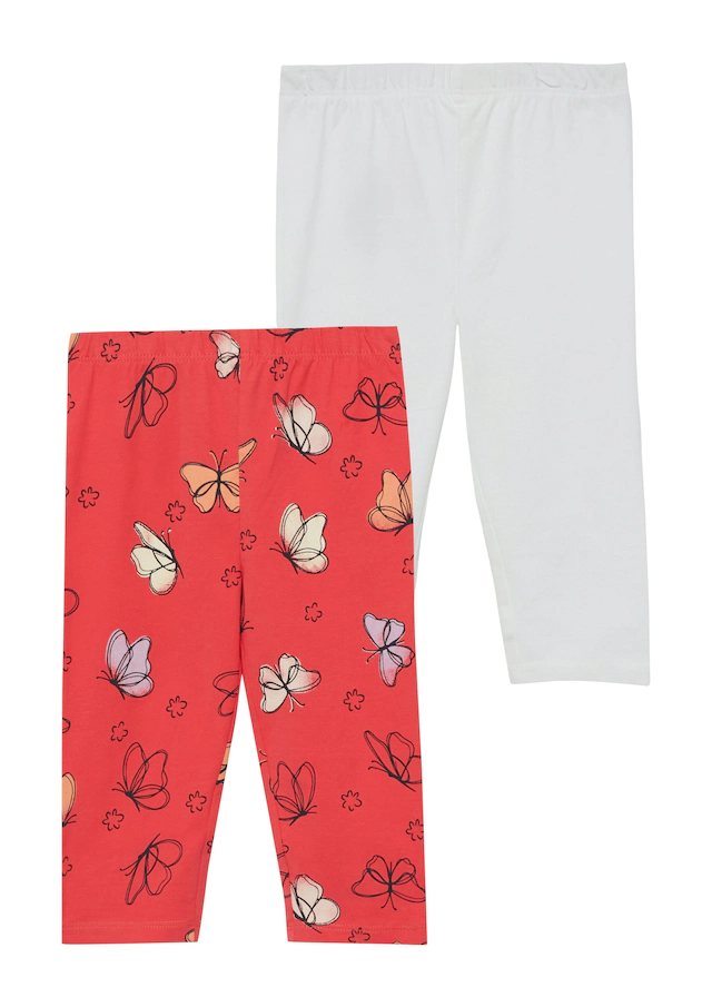 s.Oliver Junior 3/4-Leggings im 2er Pack, aus Baumwollmischung, mit elastischem Bund