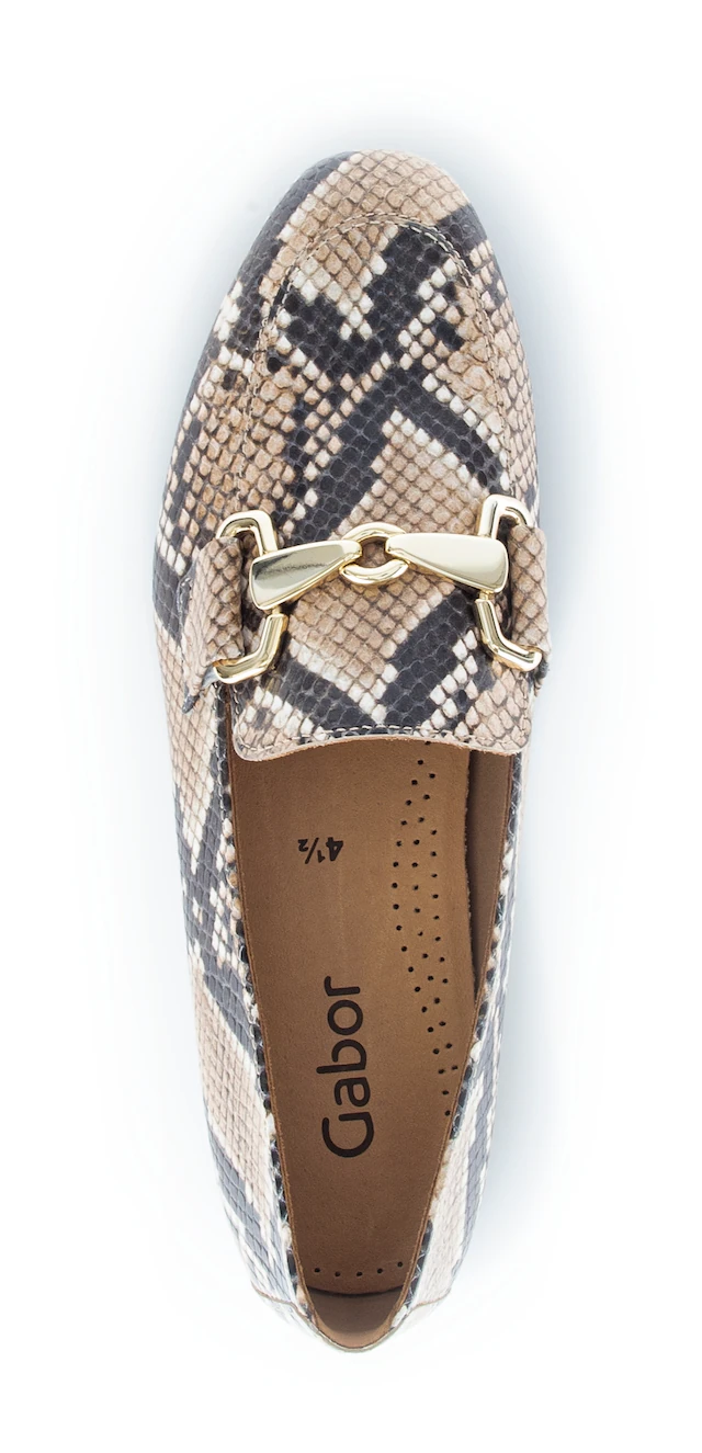 Gabor Slipper Blockabsatz, Businessschuh mit goldfarbenem Schmuck-Zierriegel