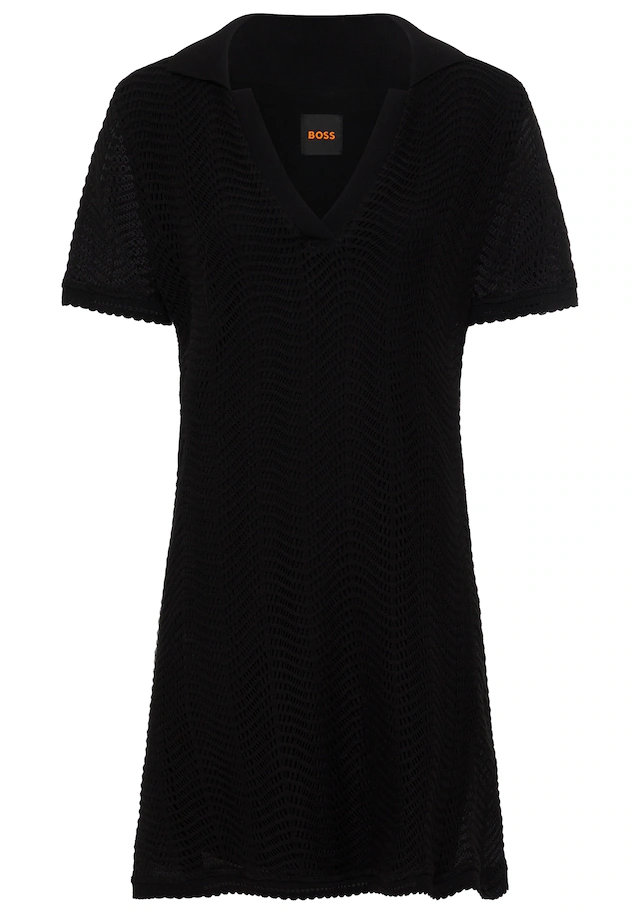BOSS ORANGE Polokleid »Eloa Premium Damenmode« Häkelkleid in kniefreier Länge