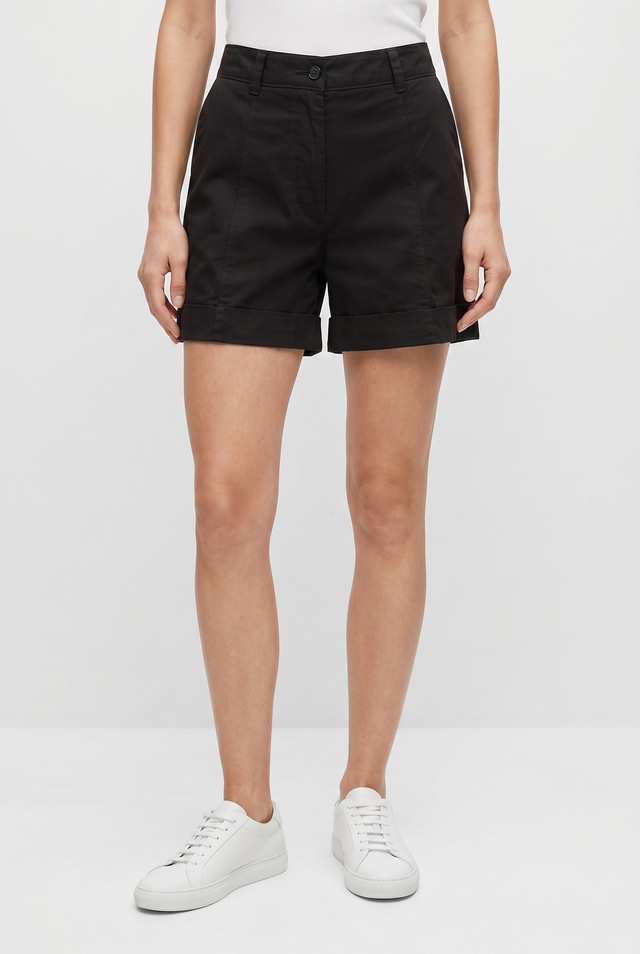 BOSS ORANGE Shorts »Tanessa Premium Damenmode« mit umgeschlagenem Saum, Baumwoll-Twill