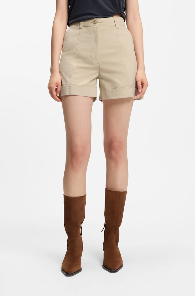 BOSS ORANGE Shorts »Tanessa Premium Damenmode« mit umgeschlagenem Saum, Baumwoll-Twill