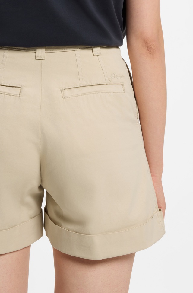 BOSS ORANGE Shorts »Tanessa Premium Damenmode« mit umgeschlagenem Saum, Baumwoll-Twill