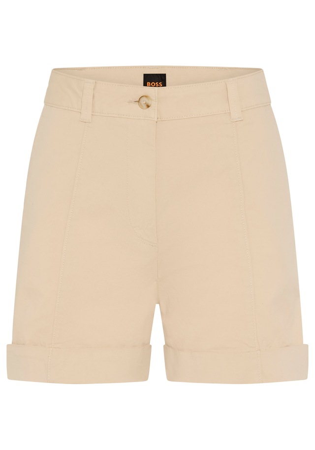 BOSS ORANGE Shorts »Tanessa Premium Damenmode« mit umgeschlagenem Saum, Baumwoll-Twill