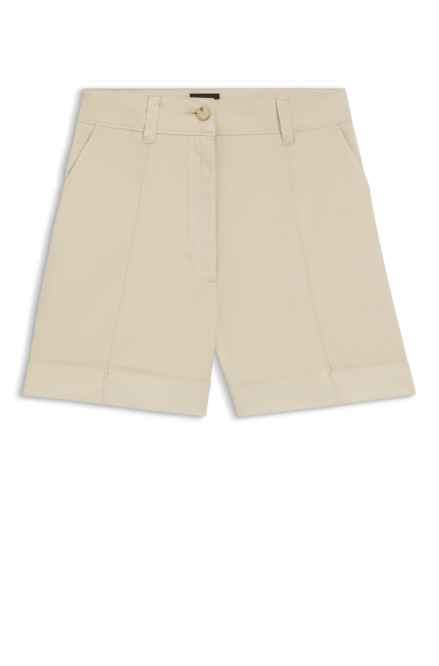 BOSS ORANGE Shorts »Tanessa Premium Damenmode« mit umgeschlagenem Saum, Baumwoll-Twill
