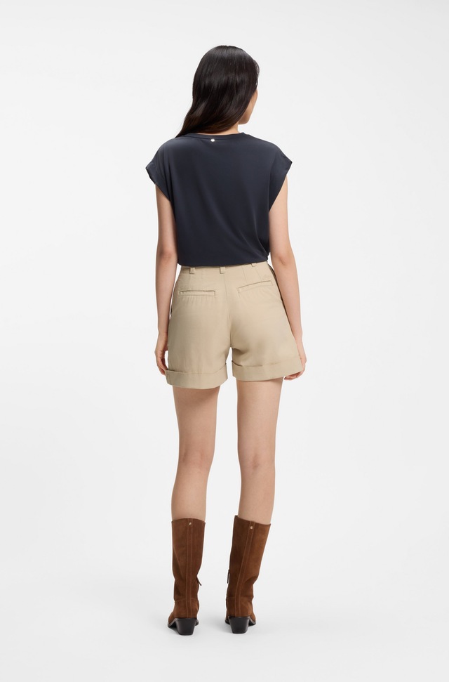 BOSS ORANGE Shorts »Tanessa Premium Damenmode« mit umgeschlagenem Saum, Baumwoll-Twill
