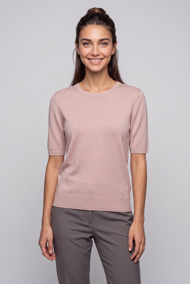 BOSS ORANGE Kurzarmpullover »Fiaffu Premium Damenmode« mit Lochmuster, Kaschmir-Anteil