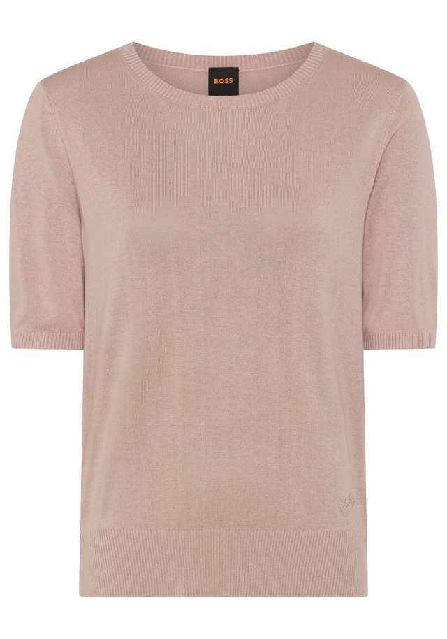 BOSS ORANGE Kurzarmpullover »Fiaffu Premium Damenmode« mit Lochmuster, Kaschmir-Anteil