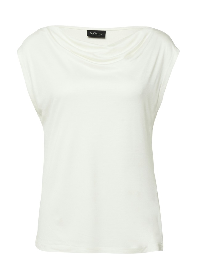 s.Oliver BLACK LABEL Wasserfallshirt mit Wasserfall-Kragen und aus reiner Viskose