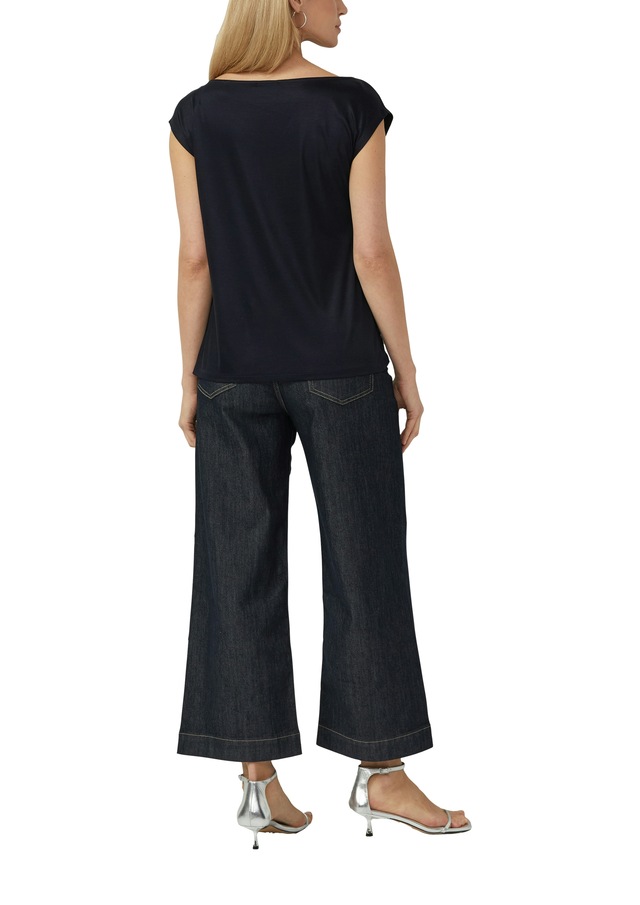 s.Oliver BLACK LABEL Wasserfallshirt mit Wasserfall-Kragen und aus reiner Viskose