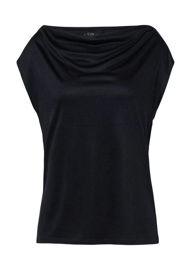 s.Oliver BLACK LABEL Wasserfallshirt mit Wasserfall-Kragen und aus reiner Viskose