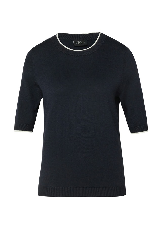 s.Oliver BLACK LABEL Rundhalspullover mit Rippbündchen
