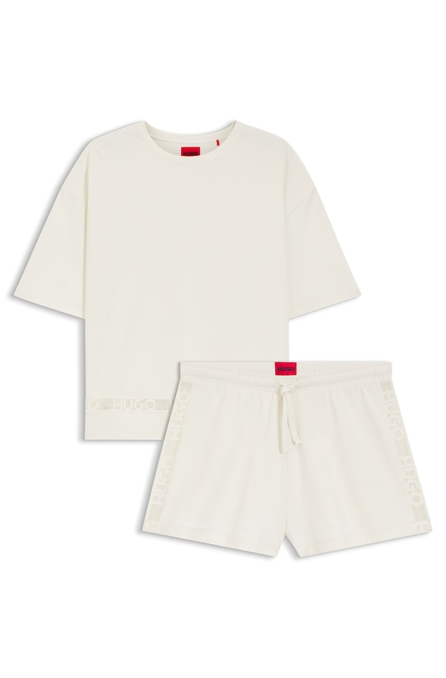 HUGO Underwear Pyjama »MESH LOGO SHORT-SET« Set, 2 Stretch-Baumwolle im Relaxed Fit