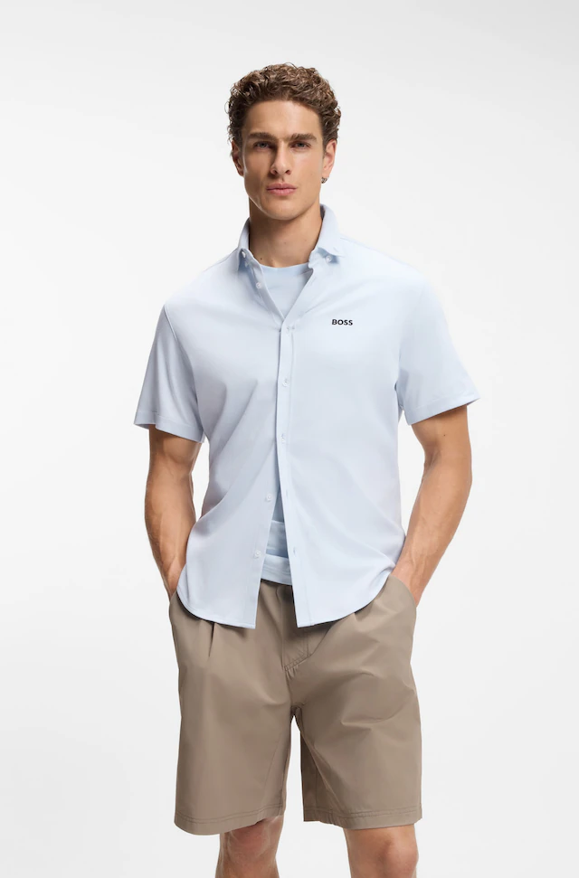 BOSS GREEN Kurzarmhemd »Motion S« Regular Fit, Button-down-Kragen, Kurzarm, Logo-Stickerei