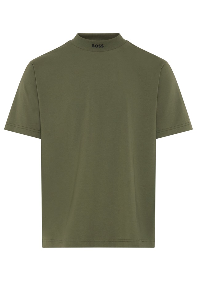 BOSS GREEN T-Shirt »Tee Collar Relaxed Fit« Stretch Jersey Baumwolle, Logo Centered, Rundhals