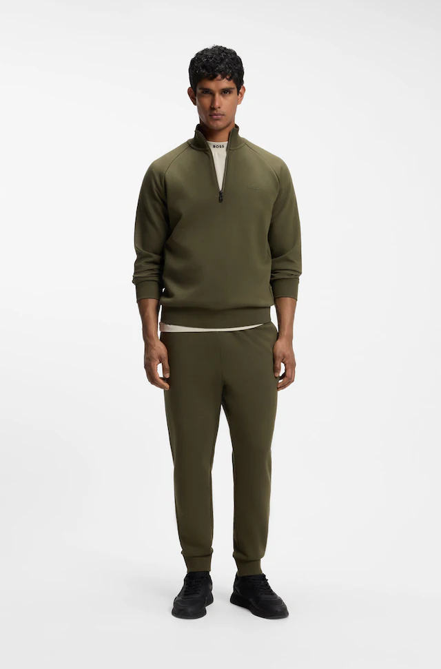 BOSS GREEN T-Shirt »Tee Collar Relaxed Fit« Stretch Jersey Baumwolle, Logo Centered, Rundhals
