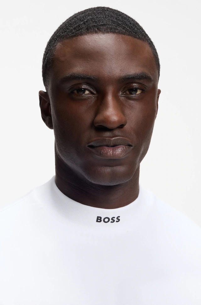 BOSS GREEN T-Shirt »Tee Collar Relaxed Fit« Stretch Jersey Baumwolle, Logo Centered, Rundhals