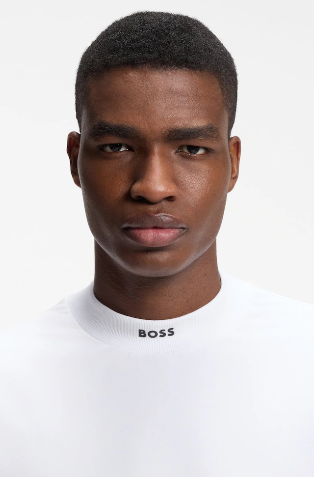 BOSS GREEN T-Shirt »Tee Collar Relaxed Fit« Stretch Jersey Baumwolle, Logo Centered, Rundhals