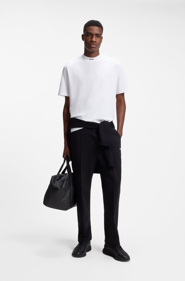 BOSS GREEN T-Shirt »Tee Collar Relaxed Fit« Stretch Jersey Baumwolle, Logo Centered, Rundhals