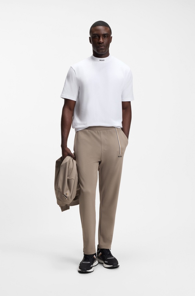 BOSS GREEN T-Shirt »Tee Collar Relaxed Fit« Stretch Jersey Baumwolle, Logo Centered, Rundhals