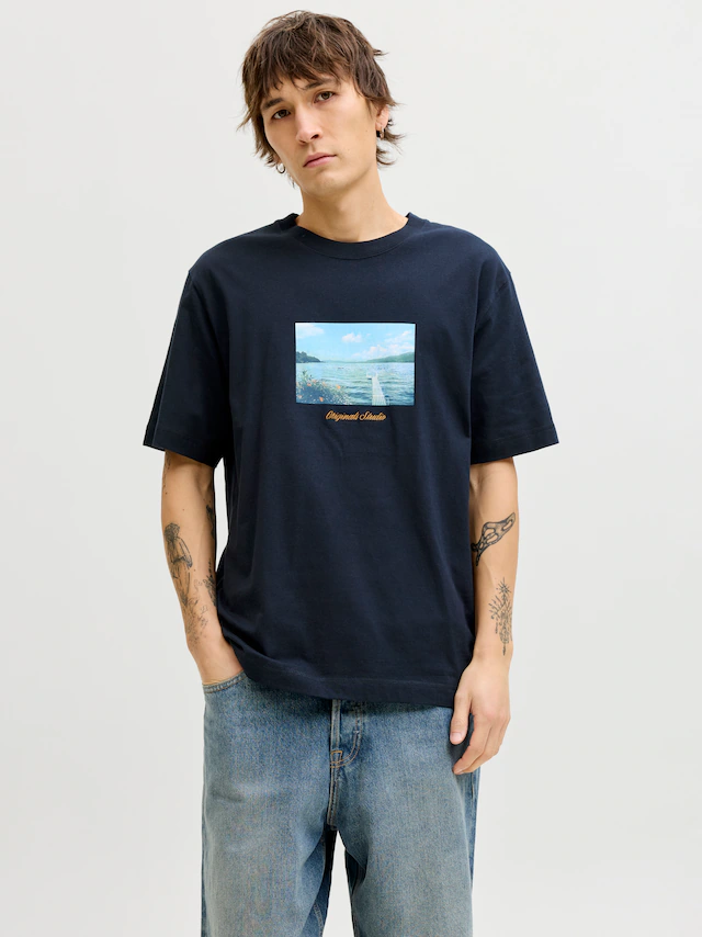 Jack & Jones T-Shirt »JORNORREBRO PHOTO TEE SS CREW NECK« Baumwolle, relaxed fit