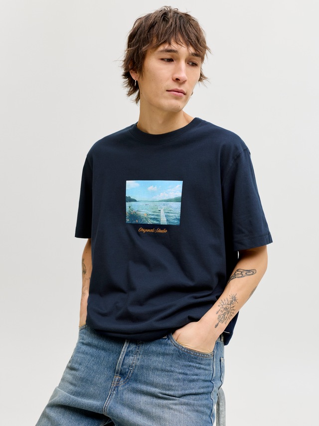 Jack & Jones T-Shirt »JORNORREBRO PHOTO TEE SS CREW NECK« Baumwolle, relaxed fit