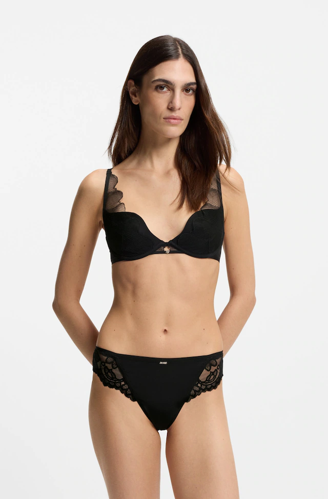 BOSS Slip »BRIEF BLOSSOM« mit Spitze, Label-Anhänger