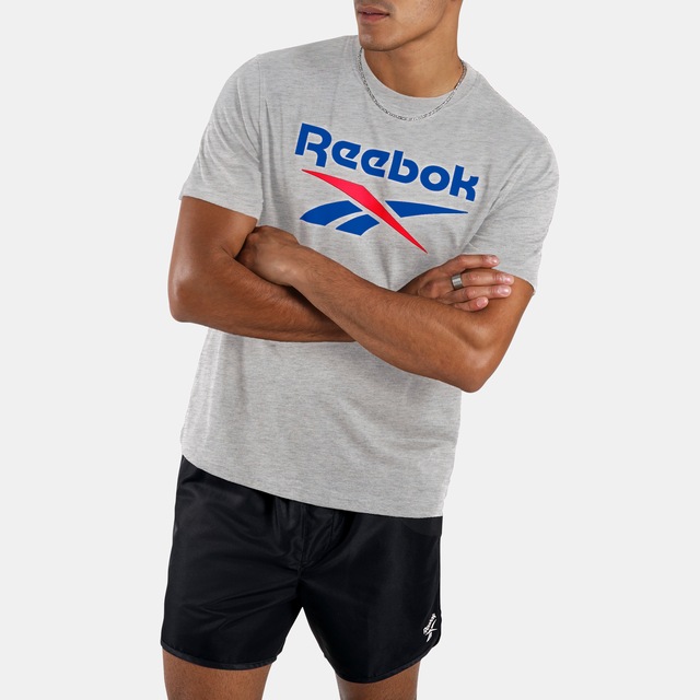Reebok T-Shirt »BRUNO BIG LOGO CREW NECK SS TEE« mit Logodruck, Kurzarm, aus Baumwollmischung, Basic Passform