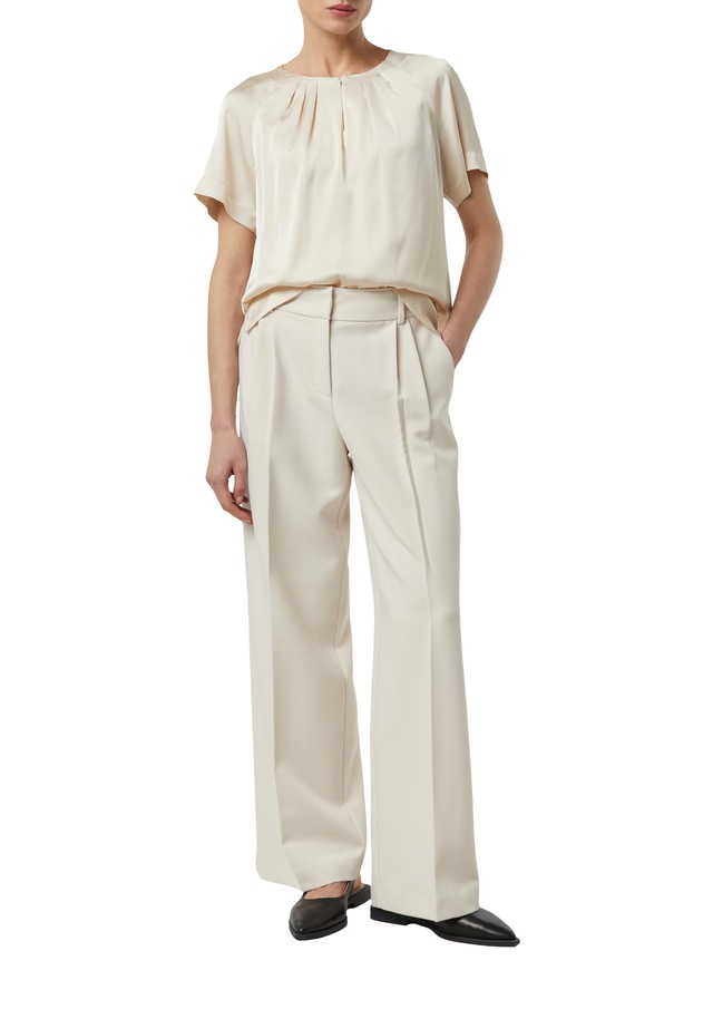 Comma Shirtbluse Sommer-Bluse mit gerafftem Kragen und Cut-out