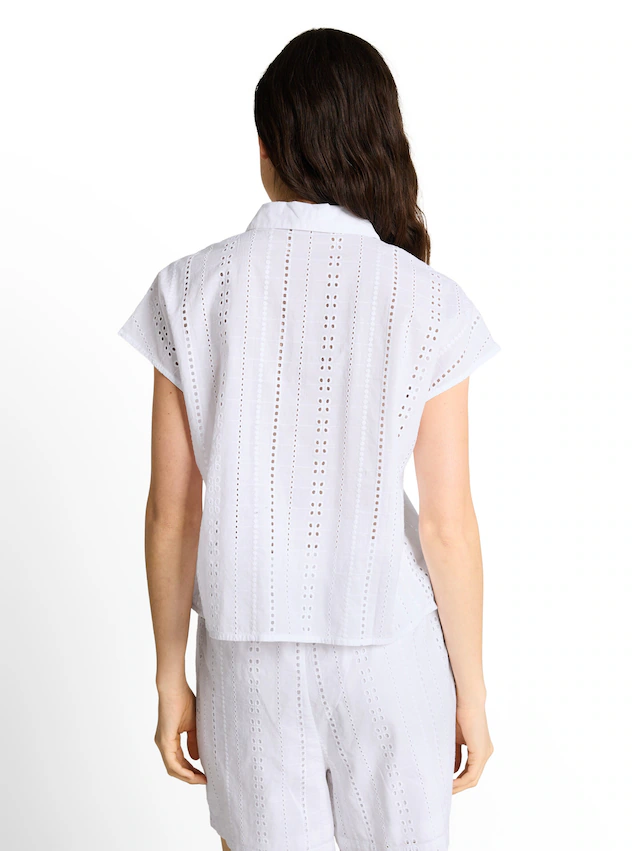TOM TAILOR Denim Hemdbluse Sommerbluse mit Häkel-Details