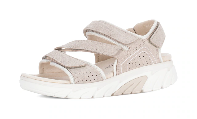 Gabor Sandalette Keilabsatz, Riemchensandale mit Lochmuster und Ziernähten, G-Weite