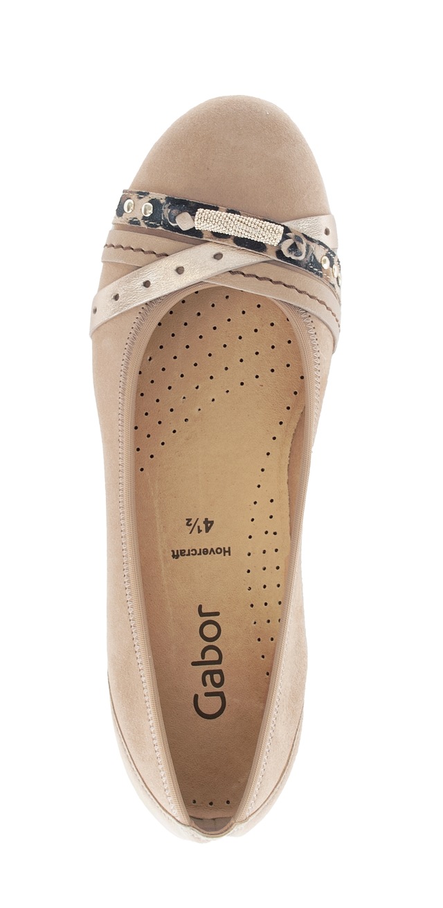Gabor Ballerina Businessschuh, Schlupfschuh mit Zierelementen in Metallicoptik