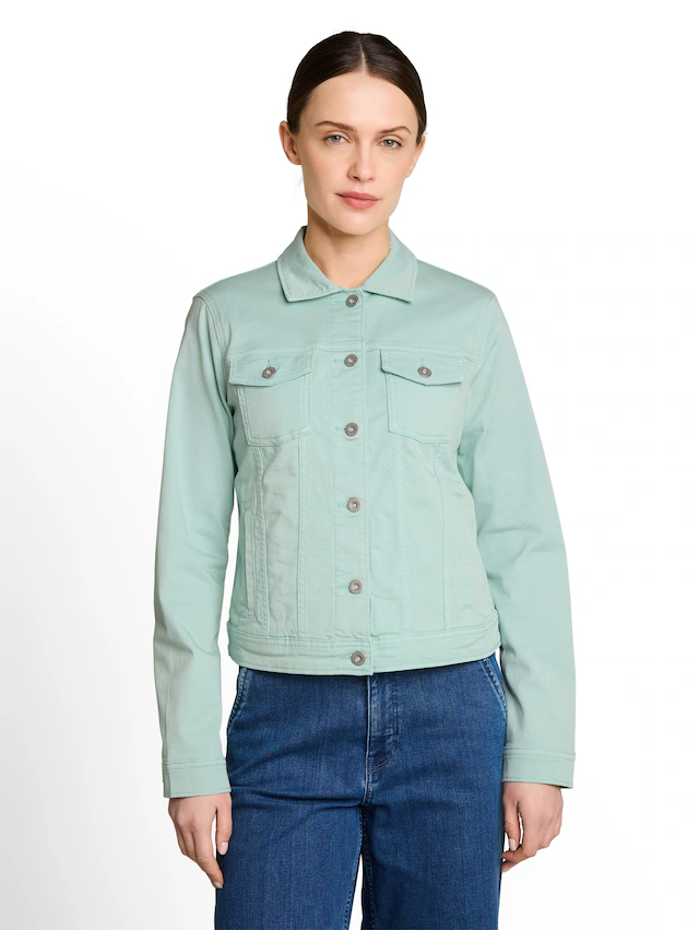 TOM TAILOR Jeansjacke ohne Kapuze mit Knopfleiste und Stretch